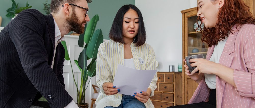 A counselor helping a couple