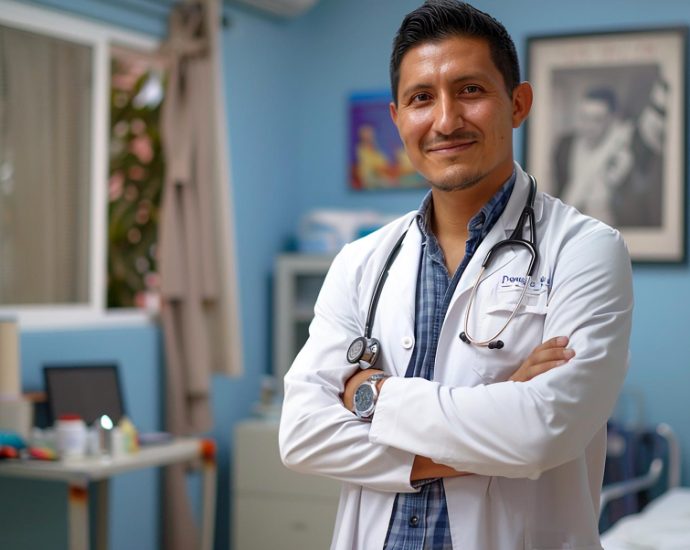 A male doctor smiling