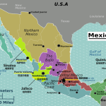 Mexico map with surrogacy hotspot names in English and Chinese