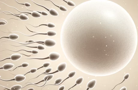 Sperms swimming toward an egg