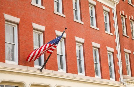 US flag on a building