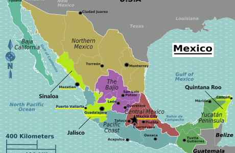 Surrogacy destinations on a map of Mexico